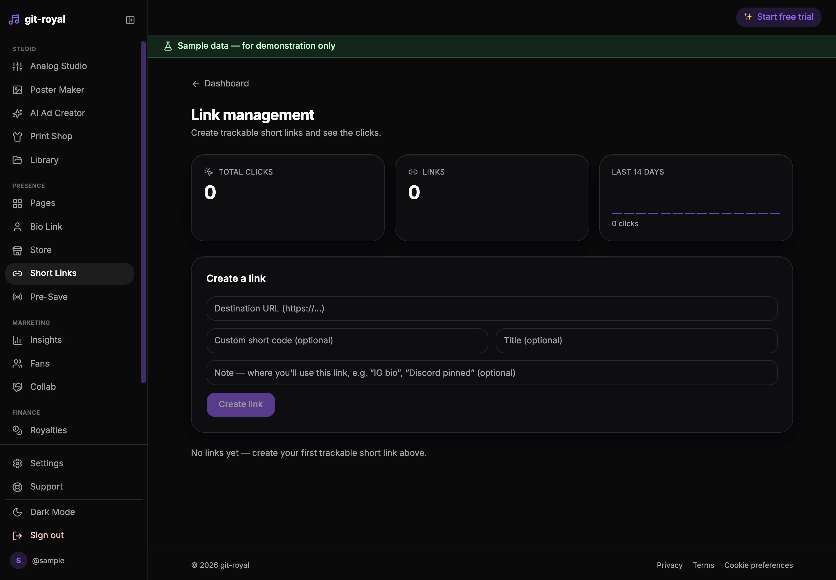 Sample list of release pages — sample data, for demonstration only